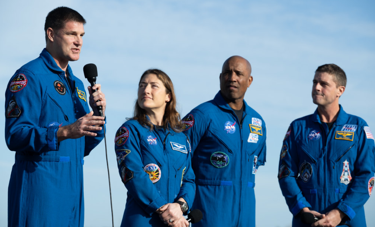 The Artemis II crew speaking at NASA’s Kennedy Space Center in Florida on January 17 of this year. (Photo by: NASA, flickr.com)